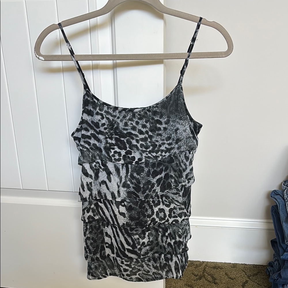 New York & Company Black and Gray Camisole Top